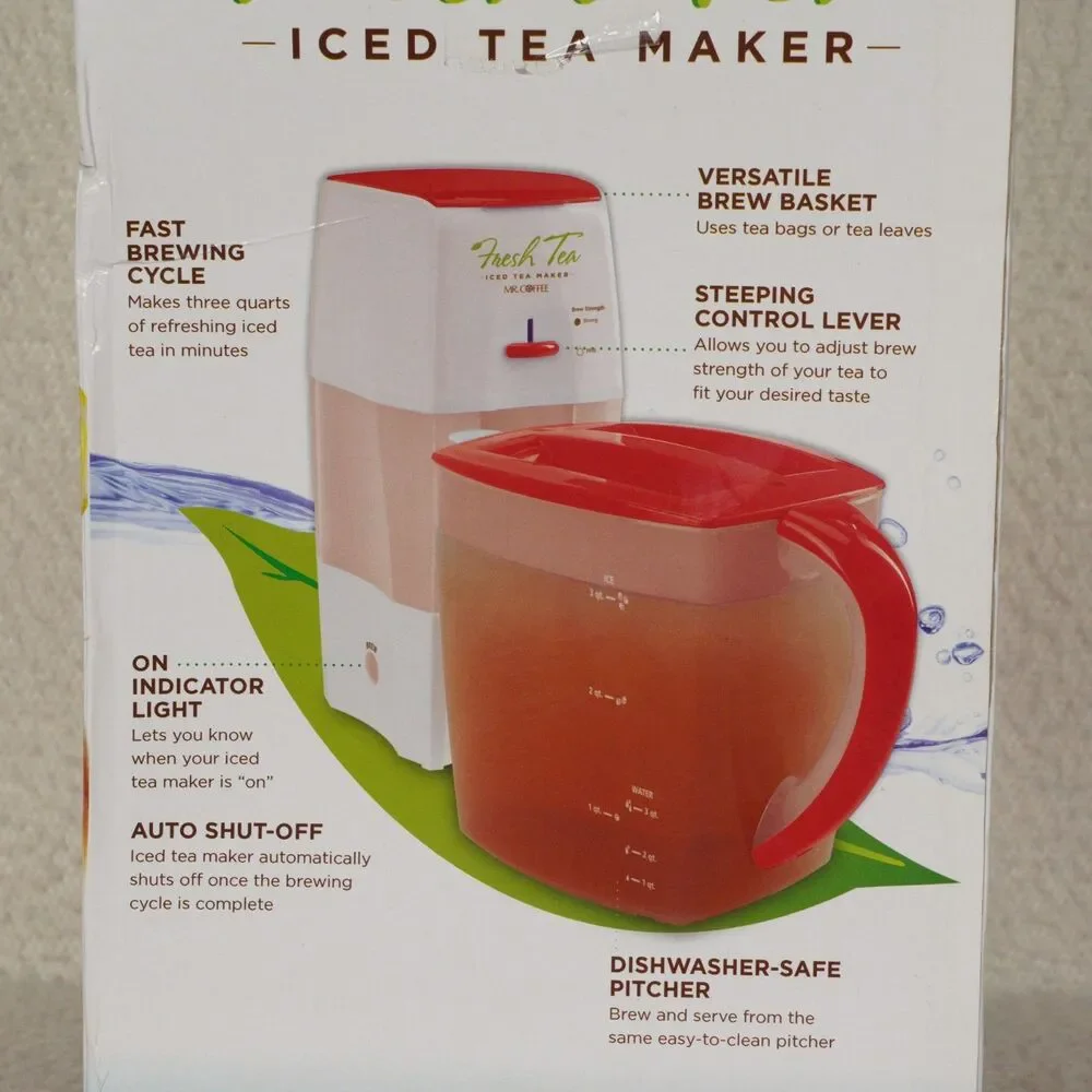 Mr. Coffee Iced Tea Maker 3 Quart Red Model TM75RS Brew Tea Bags or Tea Leaves
